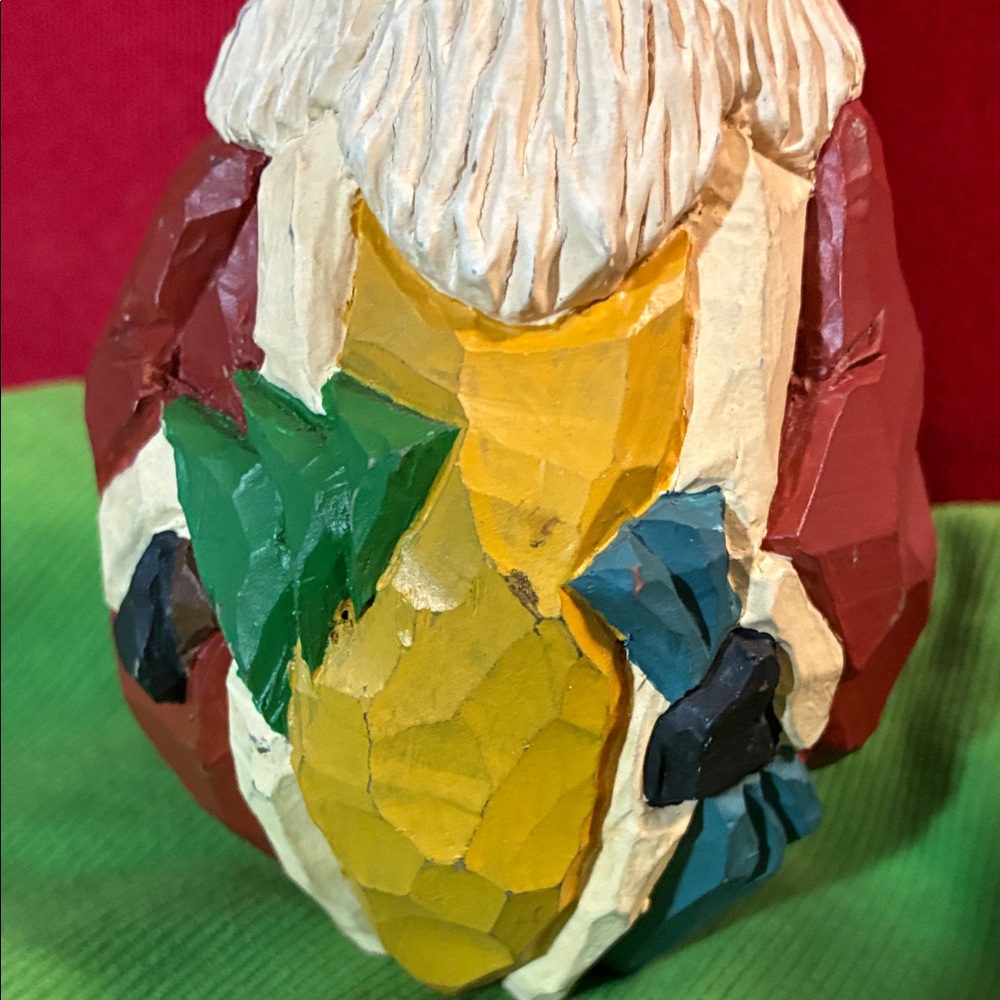 Handcrafted Folk Art Santa Figurine with Green and Yellow Accents signed JY - Picture 3 of 9